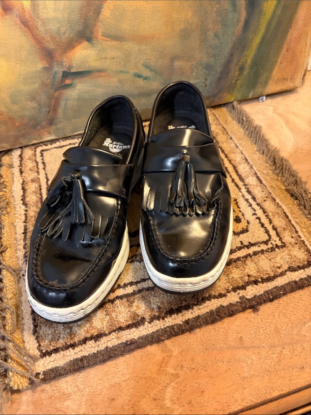 Dr. Martens Women’s Black Tassel Fringe Slip-On Loafers SZ 37